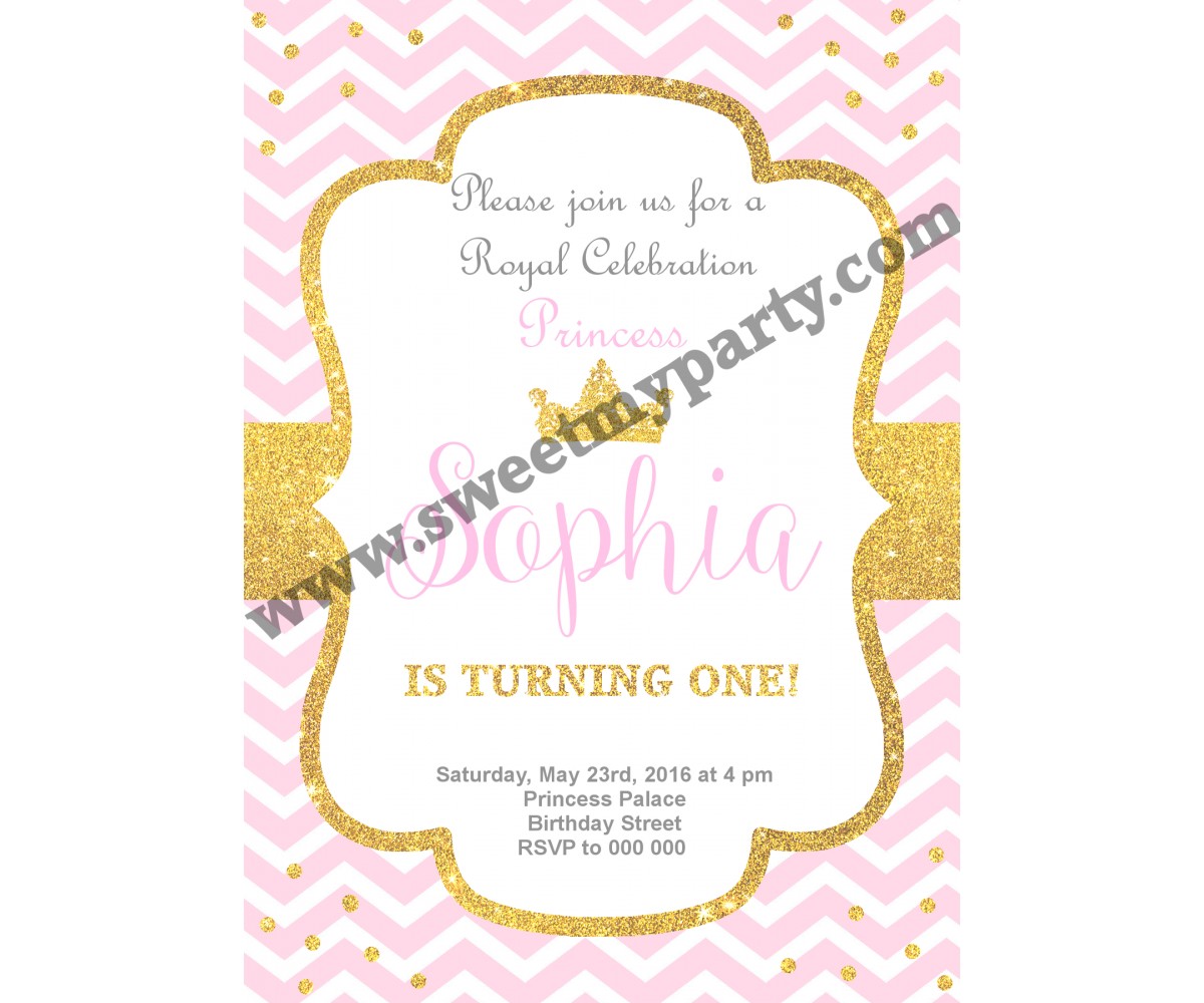 Pink and Gold Birthday Party Invitation,(003kidspag)